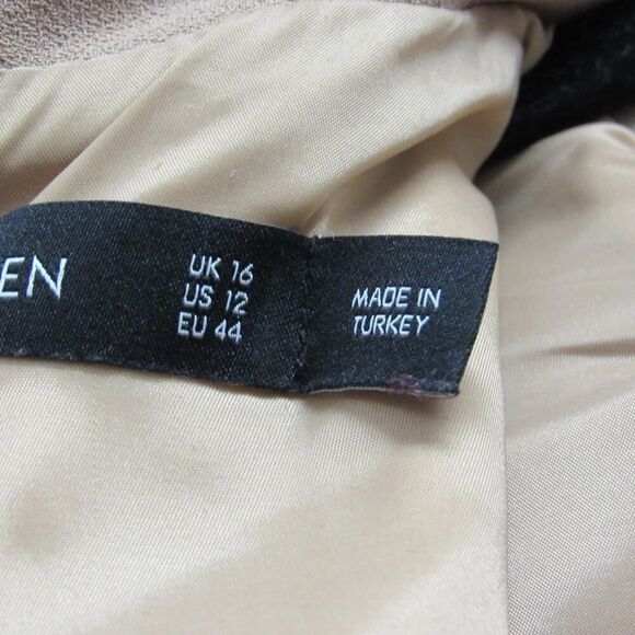 Karen Millen Women Size 12 Brown Military Tailored Pleated Mini Dress - Picture 5 of 7